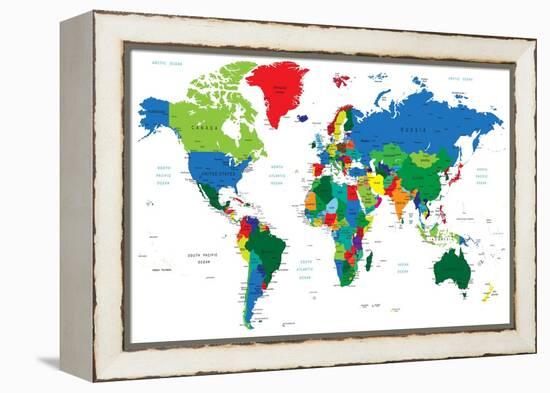 World Map-Countries-Serban Bogdan-Framed Stretched Canvas