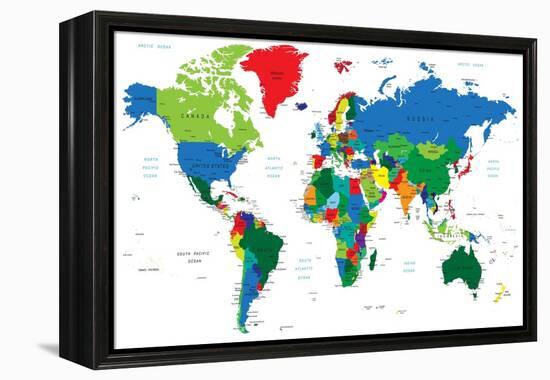 World Map-Countries-Serban Bogdan-Framed Stretched Canvas