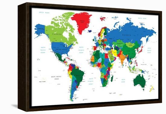 World Map-Countries-Serban Bogdan-Framed Stretched Canvas