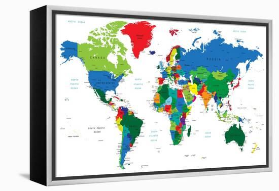 World Map-Countries-Serban Bogdan-Framed Stretched Canvas