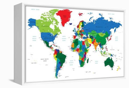 World Map-Countries-Serban Bogdan-Framed Stretched Canvas