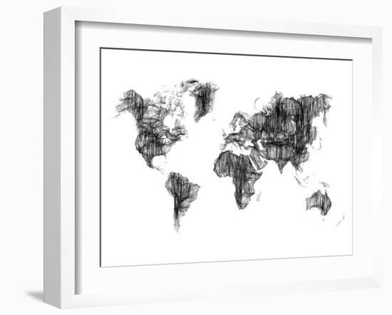 World Map Drawing 1-NaxArt-Framed Art Print