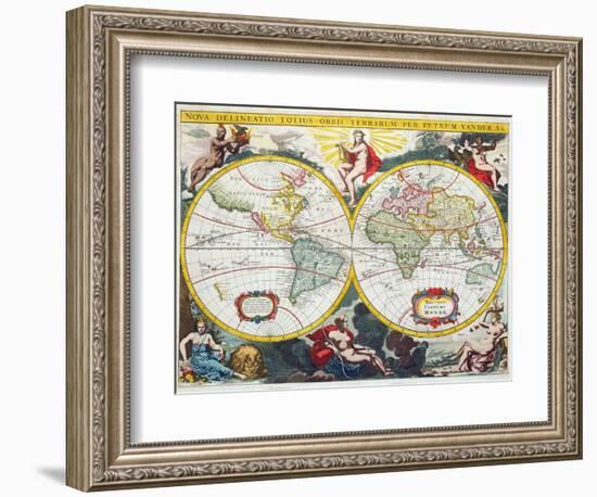 World Map, Early 18th Century-Pieter Van Der Aa-Framed Giclee Print