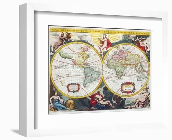 World Map, Early 18th Century-Pieter Van Der Aa-Framed Giclee Print