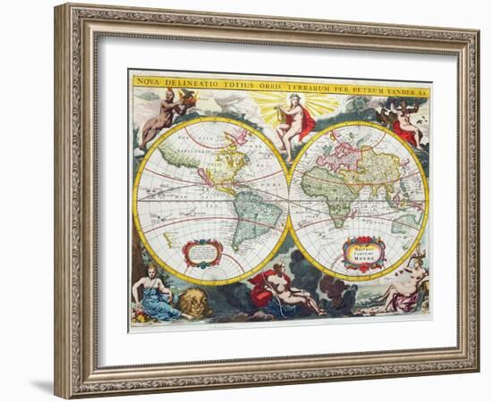 World Map, Early 18th Century-Pieter Van Der Aa-Framed Giclee Print