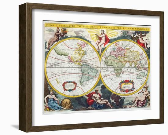 World Map, Early 18th Century-Pieter Van Der Aa-Framed Giclee Print