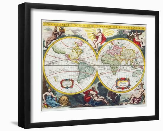 World Map, Early 18th Century-Pieter Van Der Aa-Framed Giclee Print
