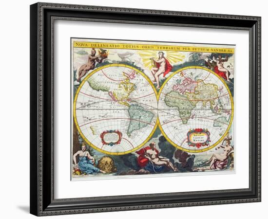 World Map, Early 18th Century-Pieter Van Der Aa-Framed Giclee Print