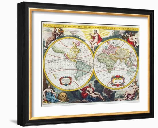 World Map, Early 18th Century-Pieter Van Der Aa-Framed Giclee Print