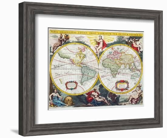 World Map, Early 18th Century-Pieter Van Der Aa-Framed Giclee Print