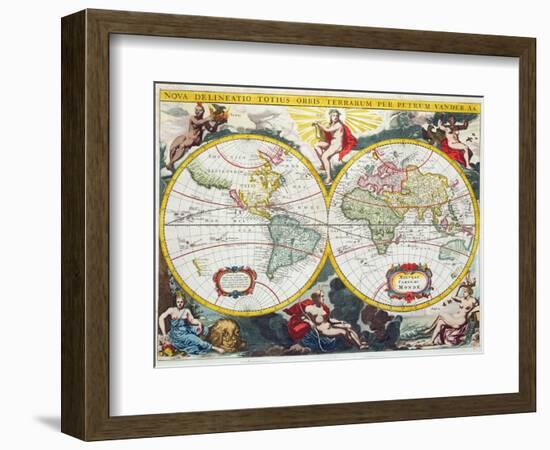 World Map, Early 18th Century-Pieter Van Der Aa-Framed Giclee Print