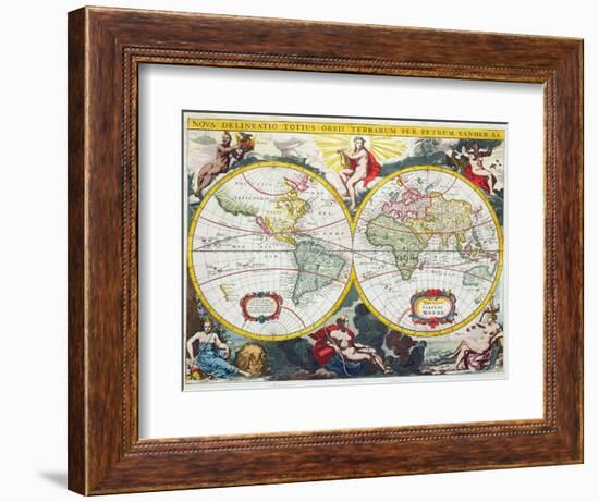 World Map, Early 18th Century-Pieter Van Der Aa-Framed Giclee Print