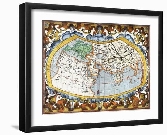 World Map, Entitled 'Unviersalis Tabula Iuxta Ptolemeum', Plate 1 from Mercator's Edition of…-Gerardus Mercator-Framed Giclee Print