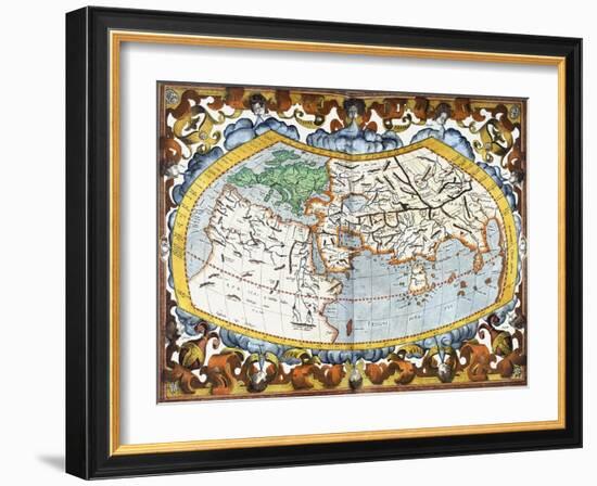 World Map, Entitled 'Unviersalis Tabula Iuxta Ptolemeum', Plate 1 from Mercator's Edition of…-Gerardus Mercator-Framed Giclee Print
