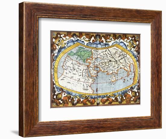 World Map, Entitled 'Unviersalis Tabula Iuxta Ptolemeum', Plate 1 from Mercator's Edition of…-Gerardus Mercator-Framed Giclee Print