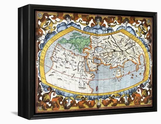 World Map, Entitled 'Unviersalis Tabula Iuxta Ptolemeum', Plate 1 from Mercator's Edition of…-Gerardus Mercator-Framed Premier Image Canvas