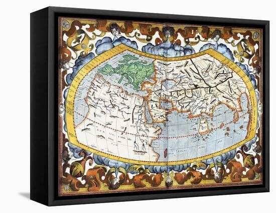 World Map, Entitled 'Unviersalis Tabula Iuxta Ptolemeum', Plate 1 from Mercator's Edition of…-Gerardus Mercator-Framed Premier Image Canvas