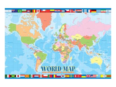 World Map For Kids Art Print By Artcom