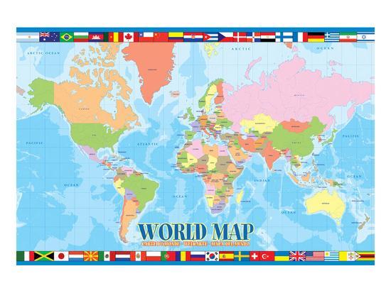 World Map For Kids Art Print By Artcom World Map For Kids Art Print By Artcom