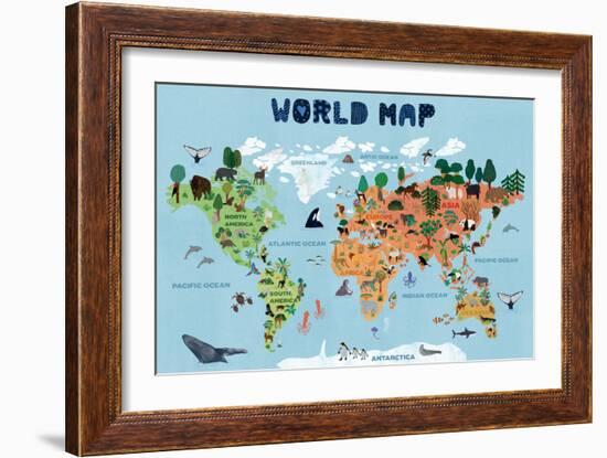 World Map for Kids-Jota de jai-Framed Giclee Print
