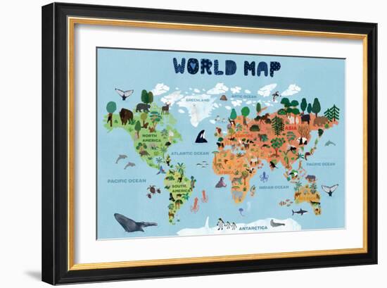 World Map for Kids-Jota de jai-Framed Giclee Print