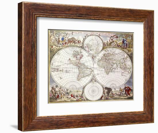 World Map from Atlas Maior, C.1705-Frederick de Wit-Framed Giclee Print