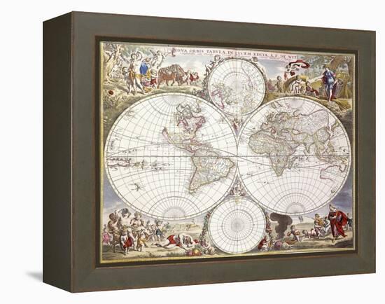 World Map from Atlas Maior, C.1705-Frederick de Wit-Framed Premier Image Canvas