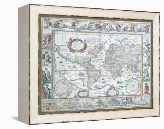 World Map, from "Le Theatre Du Monde" or "Nouvel Atlas," 1645-Willem Janszoon Blaeu-Framed Premier Image Canvas