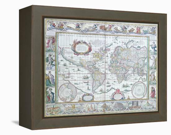 World Map, from "Le Theatre Du Monde" or "Nouvel Atlas," 1645-Willem Janszoon Blaeu-Framed Premier Image Canvas