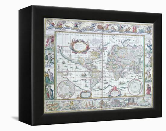 World Map, from "Le Theatre Du Monde" or "Nouvel Atlas," 1645-Willem Janszoon Blaeu-Framed Premier Image Canvas