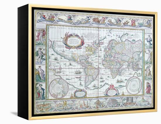 World Map, from "Le Theatre Du Monde" or "Nouvel Atlas," 1645-Willem Janszoon Blaeu-Framed Premier Image Canvas