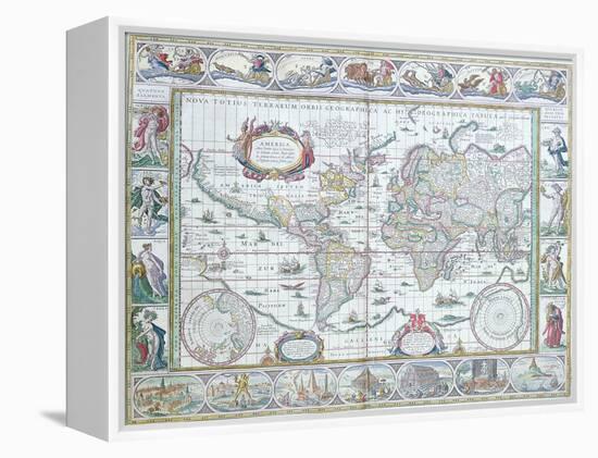 World Map, from "Le Theatre Du Monde" or "Nouvel Atlas," 1645-Willem Janszoon Blaeu-Framed Premier Image Canvas
