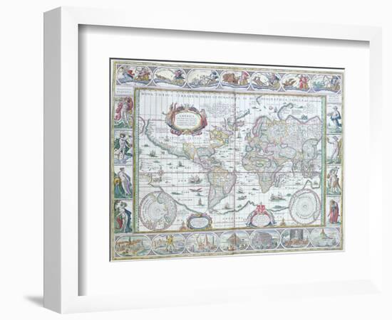 World Map, from "Le Theatre Du Monde" or "Nouvel Atlas," 1645-Willem Janszoon Blaeu-Framed Giclee Print