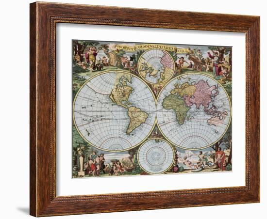 World Map from Schenck's Atlas Contractus, 1690-Science Source-Framed Giclee Print