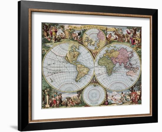 World Map from Schenck's Atlas Contractus, 1690-Science Source-Framed Giclee Print