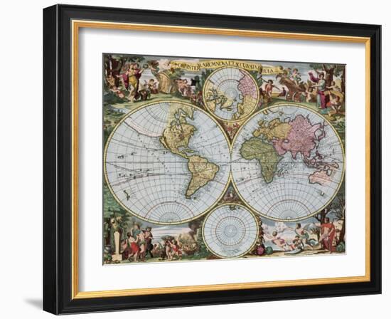 World Map from Schenck's Atlas Contractus, 1690-Science Source-Framed Giclee Print