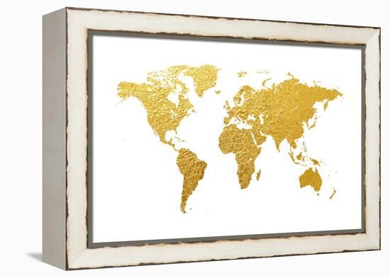 World Map Gold Foil-Michael Tompsett-Framed Stretched Canvas