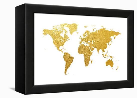 World Map Gold Foil-Michael Tompsett-Framed Stretched Canvas