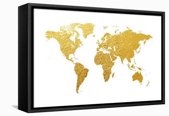 World Map Gold Foil-Michael Tompsett-Framed Stretched Canvas