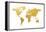 World Map Gold Foil-Michael Tompsett-Framed Stretched Canvas