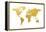 World Map Gold Foil-Michael Tompsett-Framed Stretched Canvas