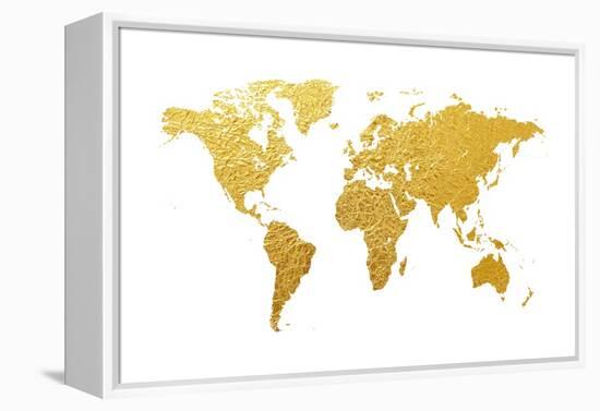 World Map Gold Foil-Michael Tompsett-Framed Stretched Canvas