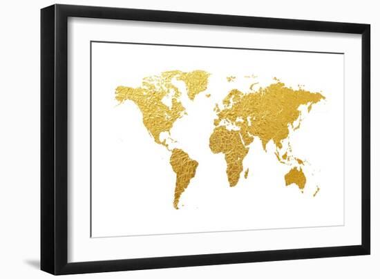 World Map Gold Foil-Michael Tompsett-Framed Art Print