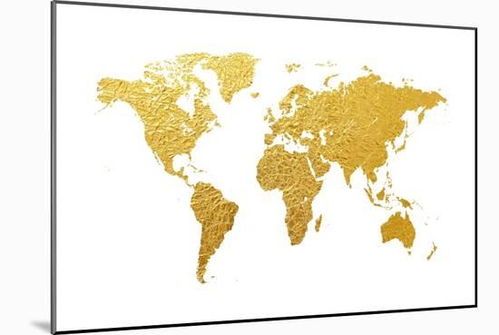 World Map Gold Foil-Michael Tompsett-Mounted Art Print