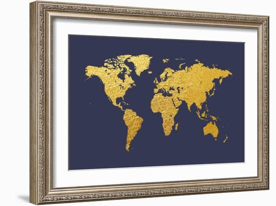 World Map Gold Foil-Michael Tompsett-Framed Art Print