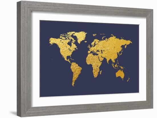 World Map Gold Foil-Michael Tompsett-Framed Art Print