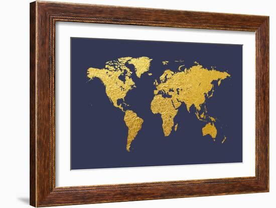 World Map Gold Foil-Michael Tompsett-Framed Art Print