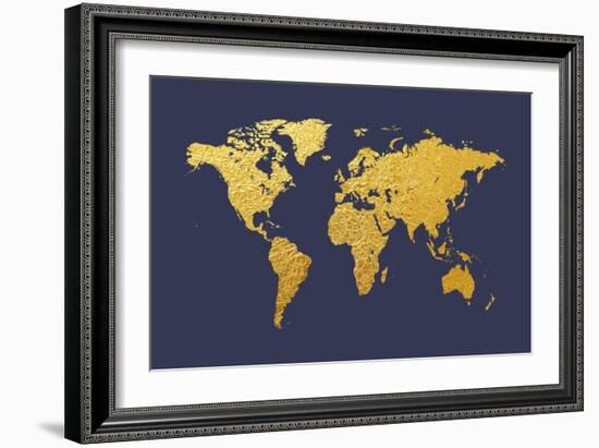 World Map Gold Foil-Michael Tompsett-Framed Art Print