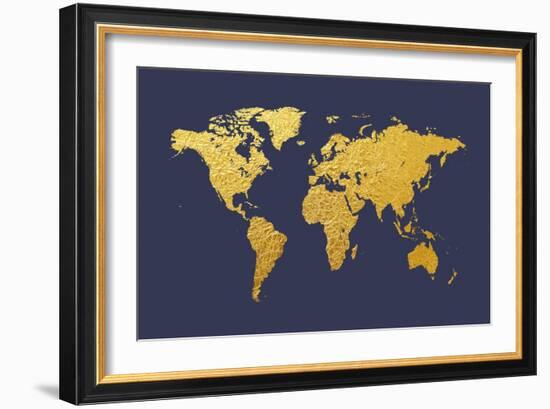 World Map Gold Foil-Michael Tompsett-Framed Art Print