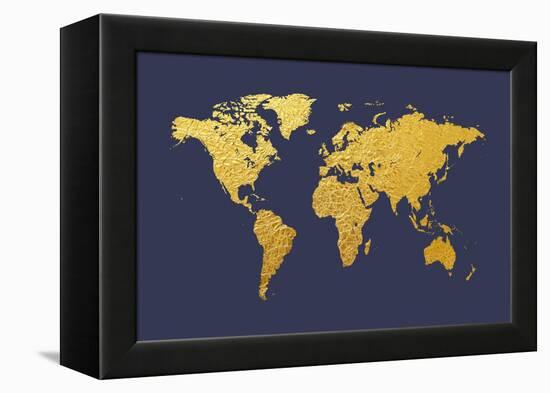 World Map Gold Foil-Michael Tompsett-Framed Stretched Canvas